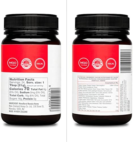 New Zealand Honey Co. Raw Manuka Honey UMF 15+ | MGO 514+, UMF Certified / 17.6oz