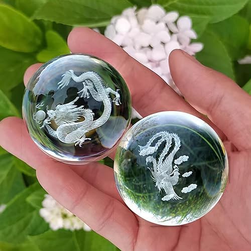 ZORZA 2Pcs Baoding Balls for Hand Therapy Chinese Health Exercise Stress Balls Dragon and Phoenix Crystals Balls for Hand Massage,Stress Relief and Exercise