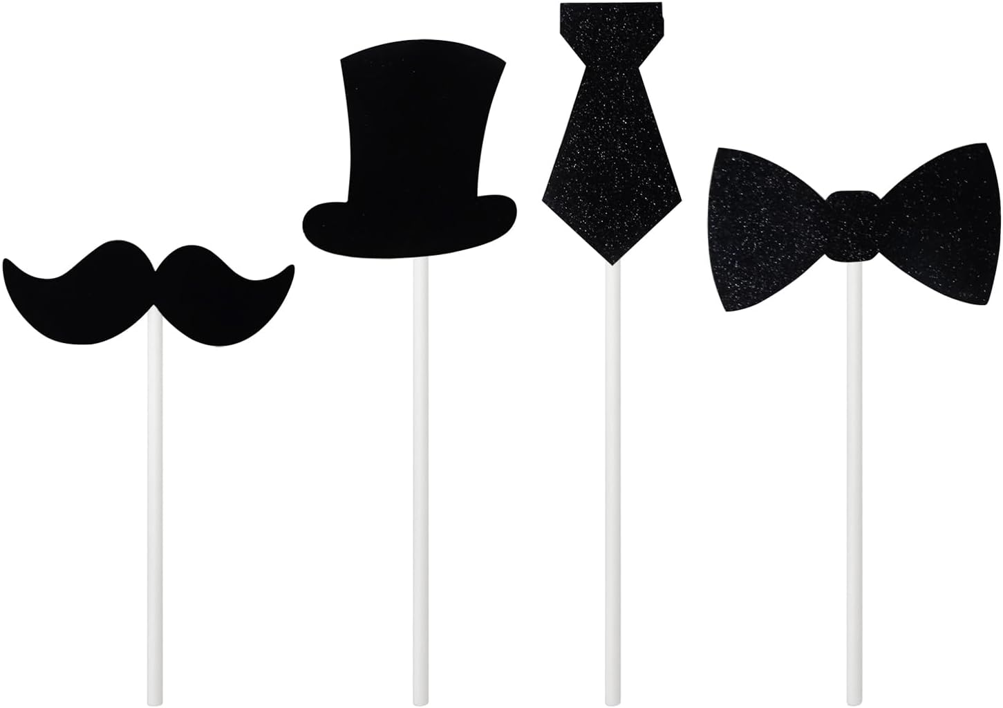"Honbay 24PCS Black Bowtie Mustache Hat Neckcloth Cupcake Toppers Cake Toppers Cake Dessert Decoration for Birthday Party, Baby Shower, or Other Themed Party - 4 Styles"