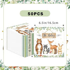 50pcs Woodland Animals Baby Shower Paper Napkins Forest Animals Disposable Napkins Decorative Creature Luncheon Dinner Napkin for Party Supplies Table Decor, 6.5 x 6.5 Inch