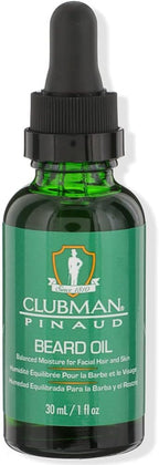 Clubman Pinaud Beard Oil for Men – Balanced Moisture for Facial Hair & Skin, Softens & Nourishes Beard, 1 oz