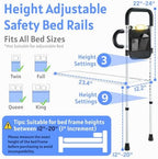 Bed Rails for Elderly Adults Safety - Medical Bedside Assist Rail with Motion Sensor LED Light & Pouch - Adjustable Bed Cane Dual Side Grab Bar Handrails for Seniors Fits Twin Full Queen King