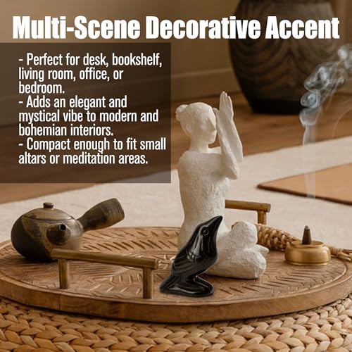Natural Black Obsidian Raven Figurines 2 Inch Healing Crystal Animal Statues – Handmade Creative Bird Sculpture, Lucky Guardian Crow Figurine, Reiki Meditation Stone Ornament for Home Office Decor