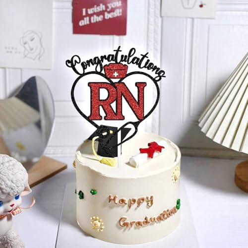 Congratulations RN Cake Topper, Congrats Nurse/Future Registered Nurse, Class of 2025 Nursing School Survivor Graduation Party Decoration Supplies