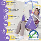 EZ Assistive Universal Full Body Patient Lift Sling with Commode Opening for Elderly & Disabled, Safe Working Load 500 lbs, Large Purple