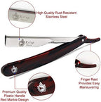 Krisp Beauty Professional Classic Straight Edge Barber Razor For Close Shaving - Salon Quality Manual Men's Beard Cut Throat Shavette With 10 Shaving Blades