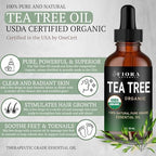 Tea Tree Oil – 100% Pure Organic Tea Tree Essential Oil for Skin, Face, Hair, Scalp, Nails, and Toenail – Therapeutic Grade Tree Tea Oil for Acne & Hair Growth – 1 fl oz - By Fiora Naturals