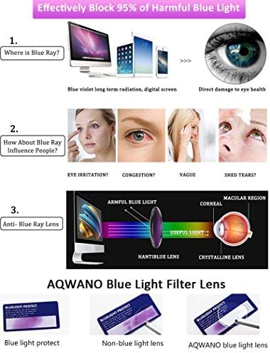 AQWANO 2 Pack Blue Light Blocking Computer Reading Glasses UV Protection Flexible TR90 Frame Lightweight Readers Glasses for Women Men +2.75