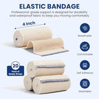 Primacare WB-7708 4 Inch Premium Elastic Bandage Wrap – 20 Pack Reusable Compression Bandages, Individually Wrapped Non-Slip Cohesive Wraps for Ankles, Wrists, Knees & First Aid