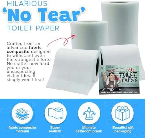 No Tear Prank Toilet Paper - Impossible to Rip Gag for Adults and Kids