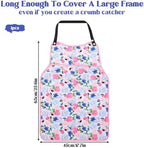 Adult Bibs for Women, Flower Pattern Adult Bibs for Seniors with Top Pocket Crumb Catcher, Waterproof Reusable Bib for Eating, Clothing Protector(Pink)
