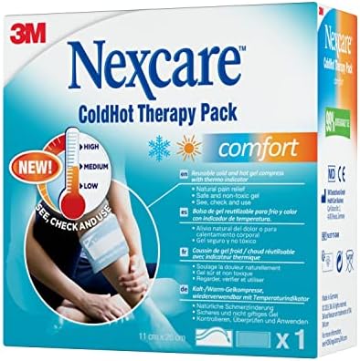 Nexcare Cold Hot Therapy Pack Comfort, 1 Pack - Reusable Cold and Hot Gel Compress with Thermo Indicator for Natural Pain Relief