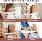 Portable Hair Washing Station Basin: Foldable Shampoo Bowl & Mobile Sink with Adjustable Neck Support, Drain Hose & Earplugs for Elderly, Disabled, Pregnant Women & Bedridden Patient Care