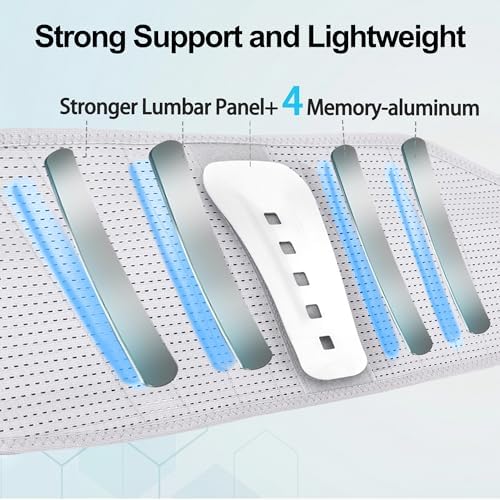 Back Brace for Lower Back Pain Relief - 4X Stronger Lumbar Support Belt with Heating Massage Pad, Adjustable Posture Corrector for Sitting Long Hours, Breathable & Thin Mother's Day / Birthday Gifts, L (Waist 28–35")