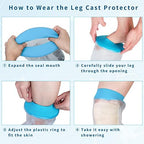SUPERNIGHT Waterproof Knee Cast Cover for Shower, Adult PICC Line Covers for Knee, Watertight Reusable Cast Protector for Leg Surgeries Wound Bandage Black (Adult knee Blue)