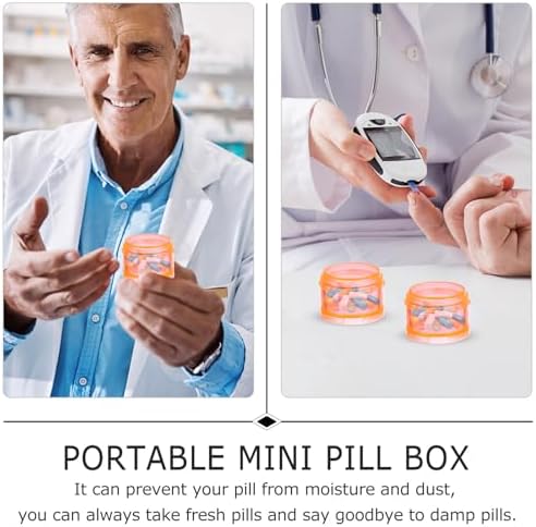 Portable Mini 7-Day Sealed Pill Organizer Case, Orange Travel Medication Storage Container with Compartments for Daily Vitamins and Supplements