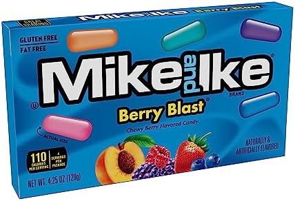Mike and Ike Candy, Berry Blast, 4.25oz Theater Box, Pack of 12
