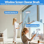 XANGNIER Window Screen Cleaner & Track Cleaning Kit-Mesh Screen Cleaner Brush with Extension Pole,Window Sill and Track Cleaner Tool Washing Equipment,28″Detachable Long-Reach Handle,Wet&Dry Dual-Use
