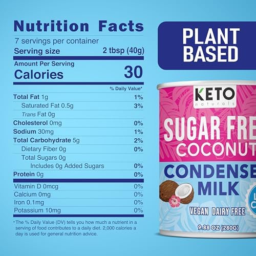 Keto Sugar Free Condensed Milk (6 Packs) Vegan Coconut Condensed Milk - Plant based milk, Vegan and Keto Friendly. Lower calories condensed coconut milk. 1-1 Replacement of regular condensed coconut milk