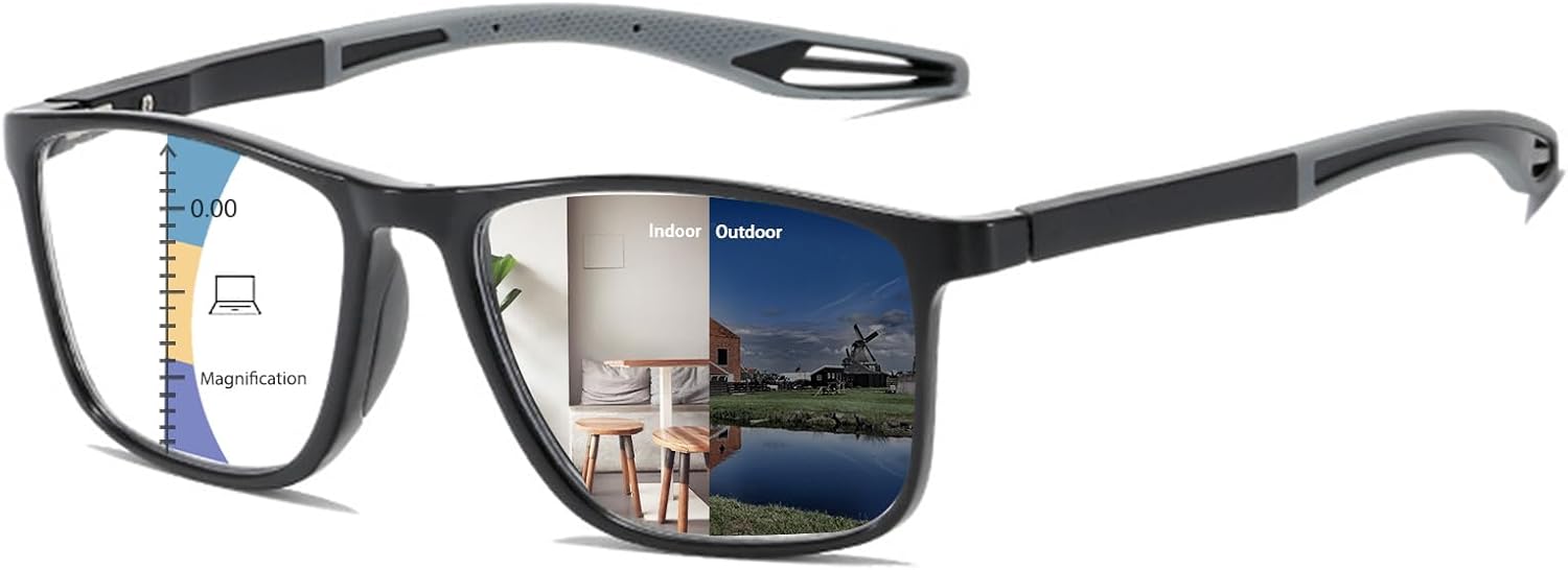 Multifocal Progressive Transition Photochromic Reading Glasses Blue Light Blocking Multifocus Readers Spring Hinge