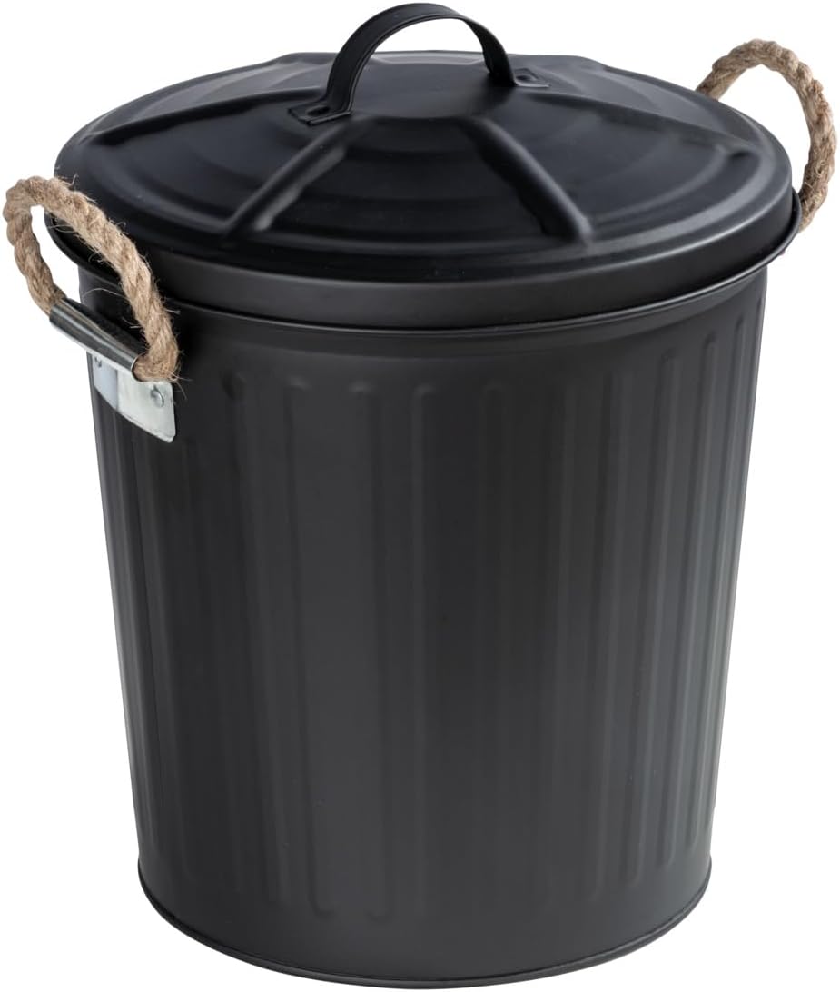 Wenko Gara Cosmetic Bin Capacity 6 litres Steel Black 24 x 28.5 x 23 cm