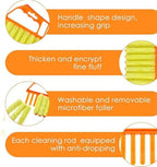 1-Pack Orange Blind Cleaner Duster Tool – 7 Finger Microfiber Dusting Brush for Window Blinds, Shutters, Vents & Baseboards – Reusable, Washable & Lint-Free Cleaning Tool for Home & Office