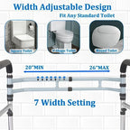 Toilet Safety Rails (300 LB) – Adjustable, Foldable Toilet Handle Frame for Elderly & Disabled Adults, Supports All Toilet Types