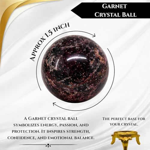 Wholesale Gem Shop Natural Quartz Garnet 40-45 mm Ball Sphere Gemstone A+ Hand Carved Crystal Altar Healing Devotional Focus Spiritual Chakra Cleansing Metaphysical Gift for Men Women