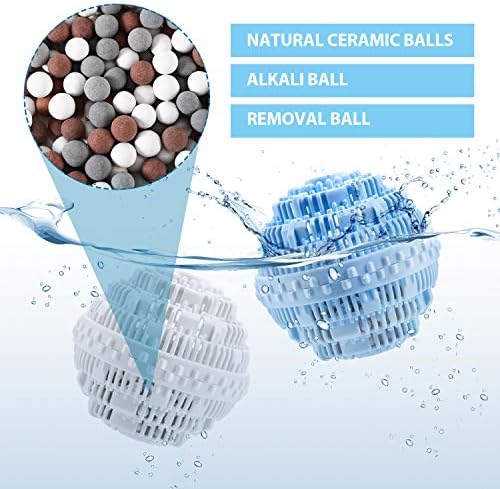 Boao 4 Pieces Laundry Ball, Natural Non Chemical Detergent Laundry Balls for Washing Machine Ultra Laundry Washer and Dryer Washing Ball Bundle(Blue, White)