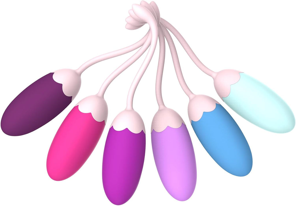 FENHUA Kegel Exercise System–Pelvic Floor Strengthening- Set of 6 Premium Silicone Kegel Exercise Weights & Control with Training Kit for Women: Beginners & Advanced
