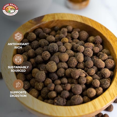 Angel Brand Allspice Pimento Seed Whole 13 oz Bottle - Warm & Aromatic Essence of Whole Pimento Jamaican with Unique Blend for Sweet & Savory Dishes - Sourced from Berries of Pimenta Dioica Tree