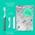 Quip Metal Sonic Electric Toothbrush for Adults - Time Travel & Soft Bristles with Travel Case & Replacement Brush Head - 3 Month Battery Life, Slate