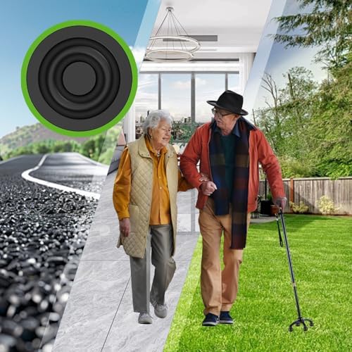 MFE Quad Cane Tips (Set of 8) - Heavy Duty 1/2 inch Replacement Rubber Foot - Black Attachment Base Grip - Durable Accessories for Walking and Standing Stick for Women, Men, Seniors, Elderly