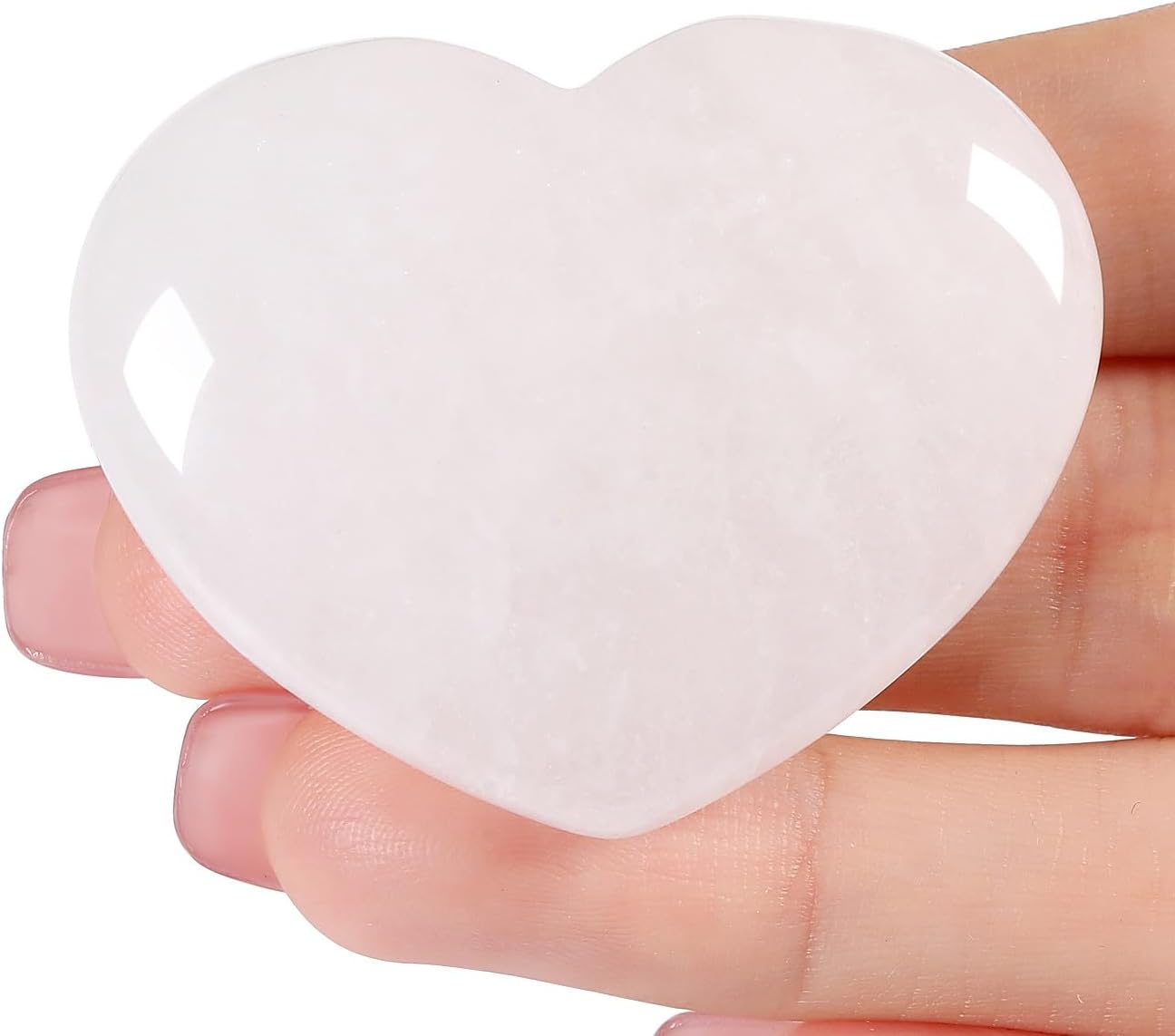 MAIBAOTA 45 mm Clear Quartz Crystal Stones Heart Love Crystal Valentines Gifts for Herfriend Wife Palm Stone Reiki Crystal Gemstone Worry Stones for Anxiety
