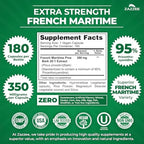 Zazzee Extra Strength French Maritime Pine Bark Extract 20:1, 350 mg Per Capsule, 95% Proanthocyanidins, 180 Vegan Capsules, 6 Month Supply, Certified Kosher, Antioxidant Support, Non-GMO, Made in USA