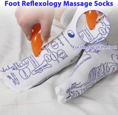Reflexology Socks with Massage Tool, Foot Relief and Acupressure Reflexology Foot Massage Socks, Unisex Pressure (Large Size)