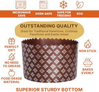 15 oz Panettone Paper Mold | 12 Pack | Easter Bread Forms Paska Mold Kulich Round Non Stick Panettone Paper Baking Molds Universal Brown Silver Design