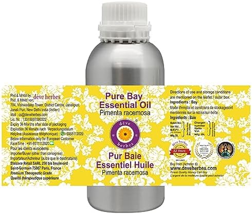 Deve Herbes Pure Bay Essential Oil (Pimenta racemosa) 100% Steam Distilled 300ml (10 oz)