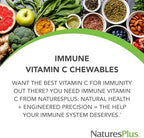 NaturesPlus Immune Vitamin C, Citrus - 100 Chewables - All-Natural Immune System Support - High-Potency Formula with Bioflavonoids & Superfoods - Non-Acidic & Gentle on the Stomach - 100 Servings