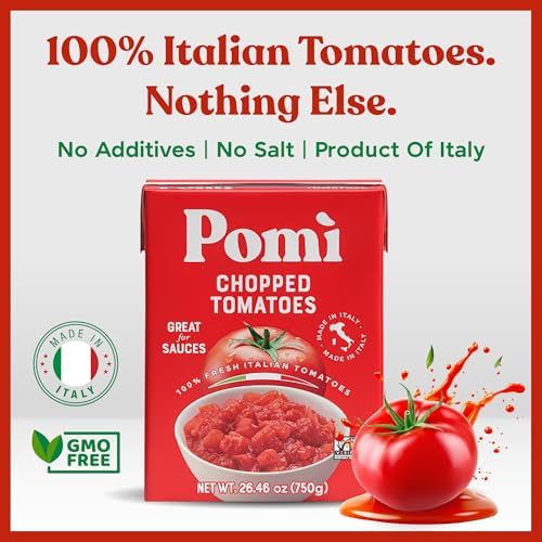 Pomì Chopped Tomatoes 26.46oz (Pack of 12) - Non-GMO, Gluten-Free, BPA-Free - 100% Fresh Italian Tomatoes for Sauces, Pasta & Pizza, Canned Tomatoes Alternative