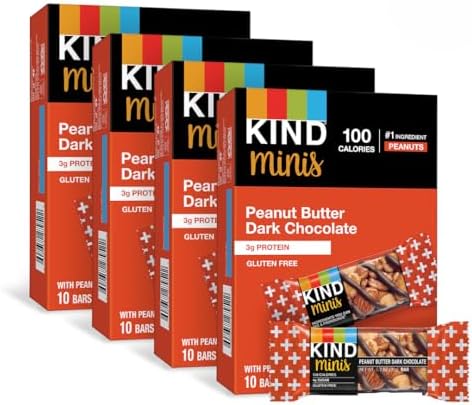 KIND Minis Healthy Snack Bar, Peanut Butter Dark Chocolate, 3g Protein, Gluten Free Bars, 0.7 OZ, (80 Count)