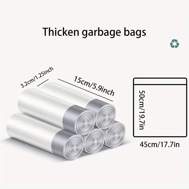 5 Rolls of 75pcs of Thick Disposable Drawstring Trash Bags, Suitable for Household And Office Cleaning, White