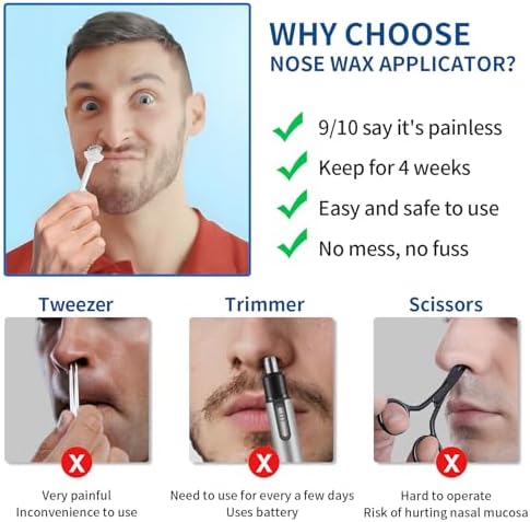 OAKEER Hair Remover 40 Pcs Nose Wax Sticks for Nostril Nasal Cleaning Ear Hair Removal