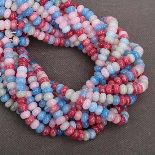 BONNY BOXX 1 Strand Natural 5 * 8mm Morganite Jade Rondelle Beads, Natural Abacus Disk Stone Beads Loose Spacer Gemstone for DIY Bracelet Necklace Jewelry Making