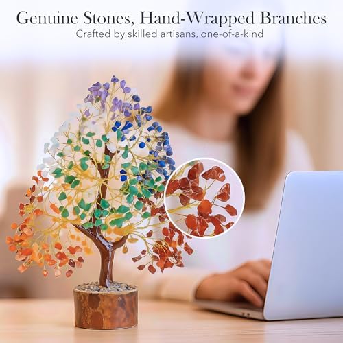 Freedom Mastery Chakra Tree of Life | Healing Crystals Stones for Abundance | 7 Chakra Crystal Tree of Life Manifestation, Meditation & Positive Energy | Ideal Home Decor & Prosperity
