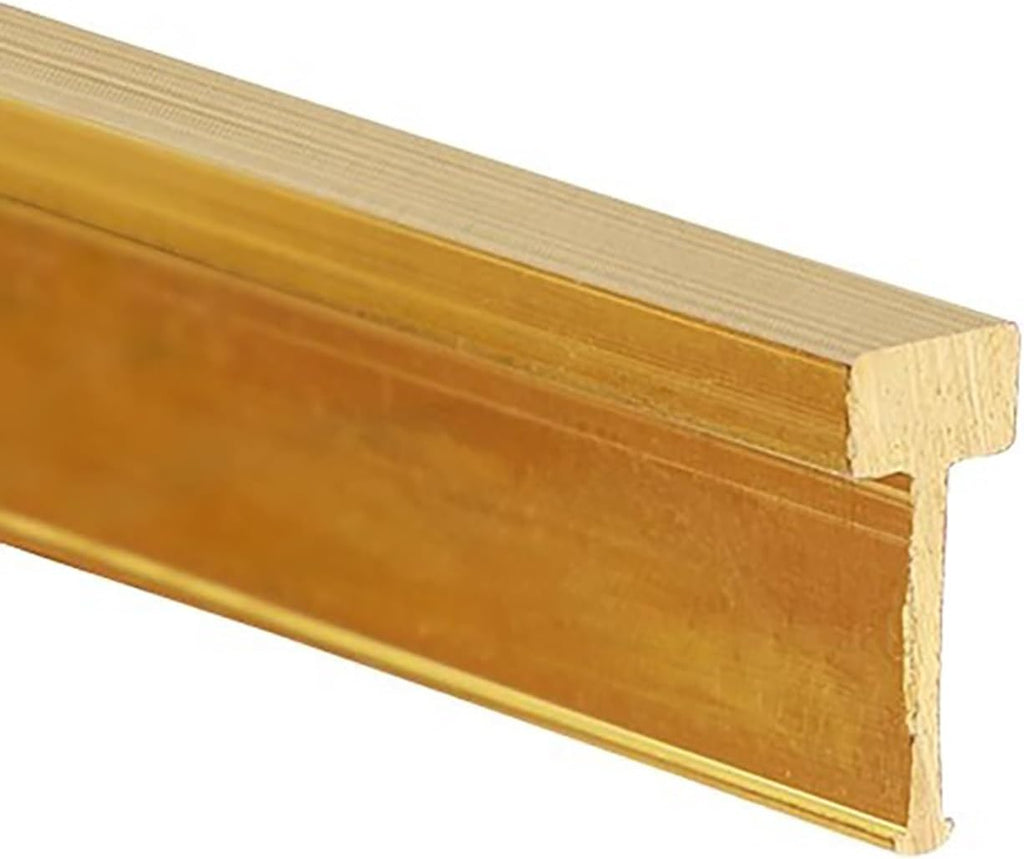 CMYUN Flat T-Shaped Brass Threshold Strip Gold, Extra Narrow Doorway Transition Strips Wood to Tile, Stair Wall Edging Trim Transition Bar, Joins Floor Gap(5x20mm(0.2x0.79 in))