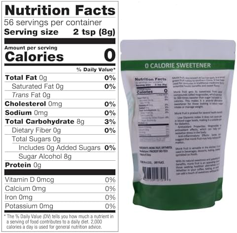 Monk Fruit Sweetener Granules, 2 Pack (1LB Each) - 1:1 Sugar Replacement, 0 Calorie Sweetener, Erythritol Blend - Healthier Than Sugar for Baking, Coffee, and Cooking