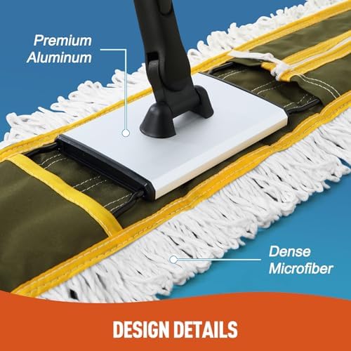 36" Commercial Dust Mops for Floor Cleaning Heavy Duty Floor Duster Mop with Long Handle Hotel Gym Household Cleaning Supplies for Hardwood, Tiles, Marble Floors (Green)
