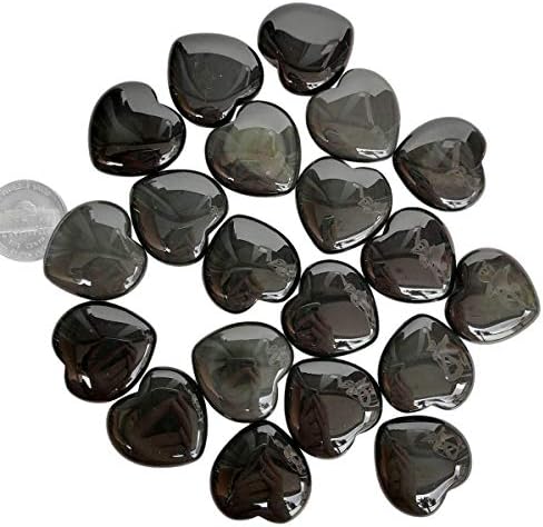 4 Pcs Natural Black Obsidian Love Heart Palm Stone Reiki Balancing Worry Stone(1 Inch)