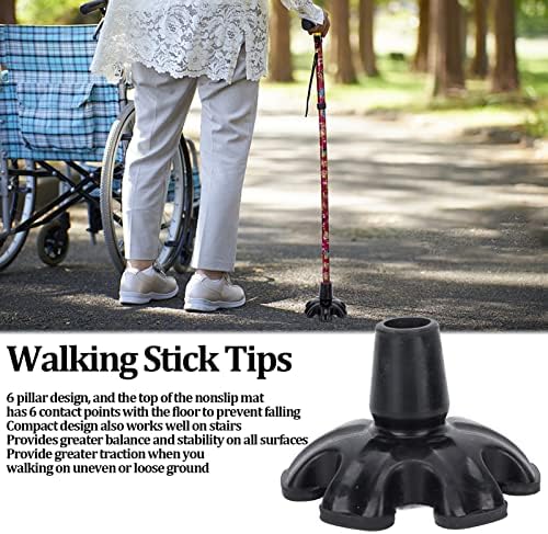 ZJchao Walking Stick Tips, 22mm, 6 Pillar Design, Anti-Slip, Fatigue Reducing, Wide Compatibility Silicone, Silver